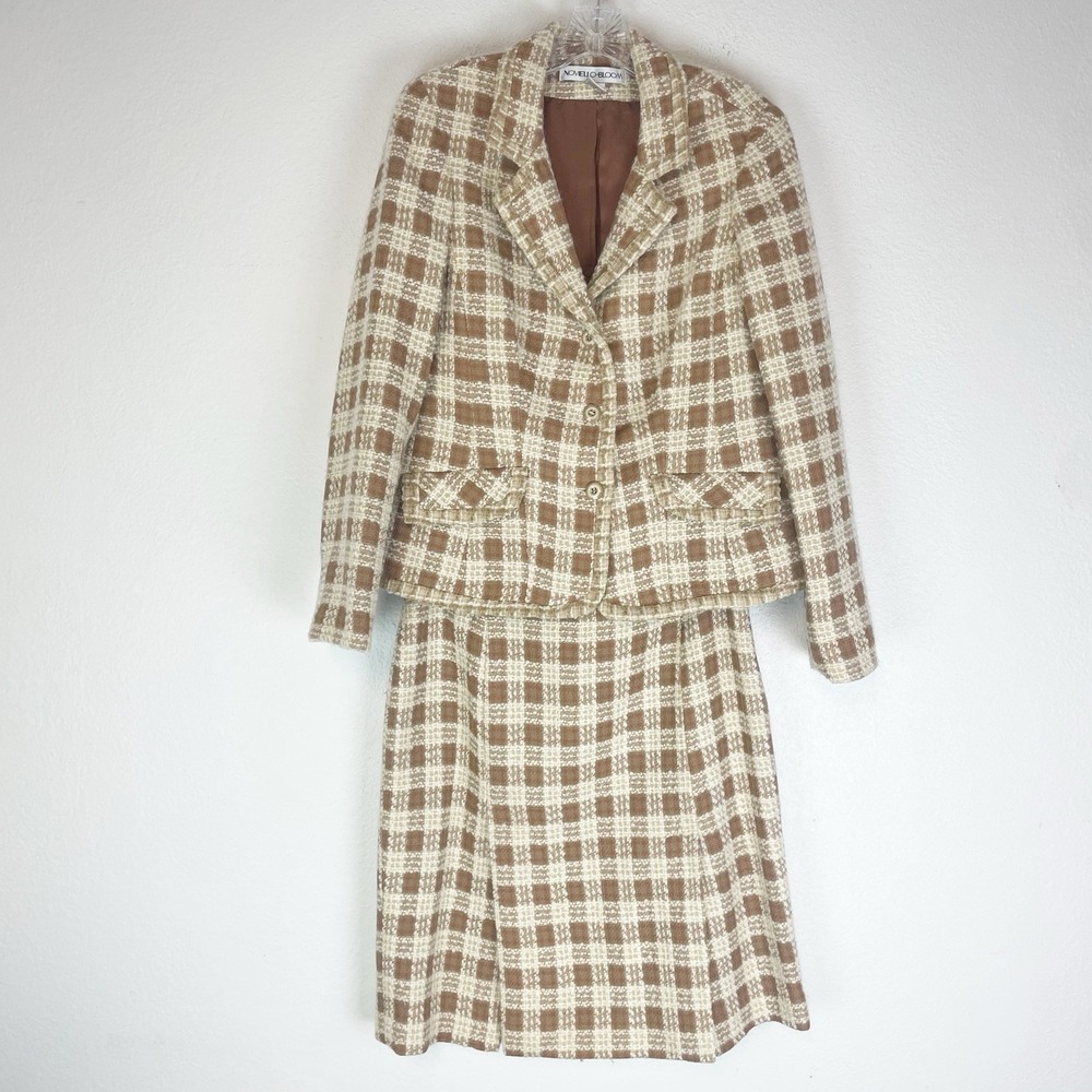 Noviello-Bloom Skirt Suit Jacket Womens 12 Wool Tweed Boucle Old Money Classic